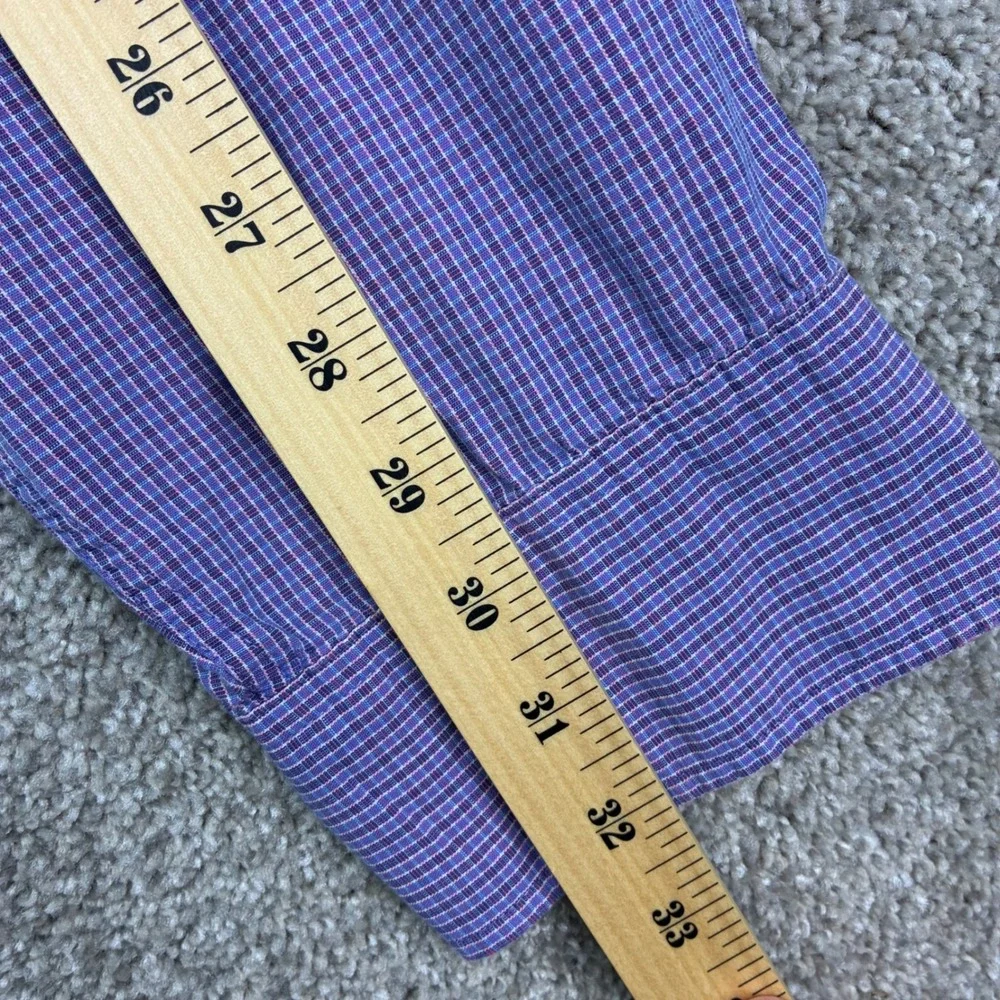 Banana Republic Shirt Mens XL Purple Micro Check Cotton Business Casual Academia